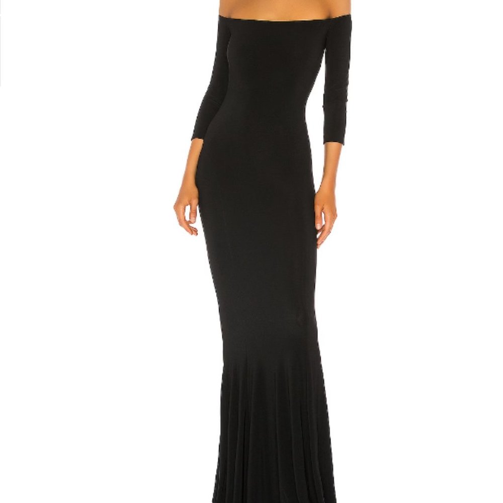 Norma Kamali Off the Shoulder Fishtail Gown